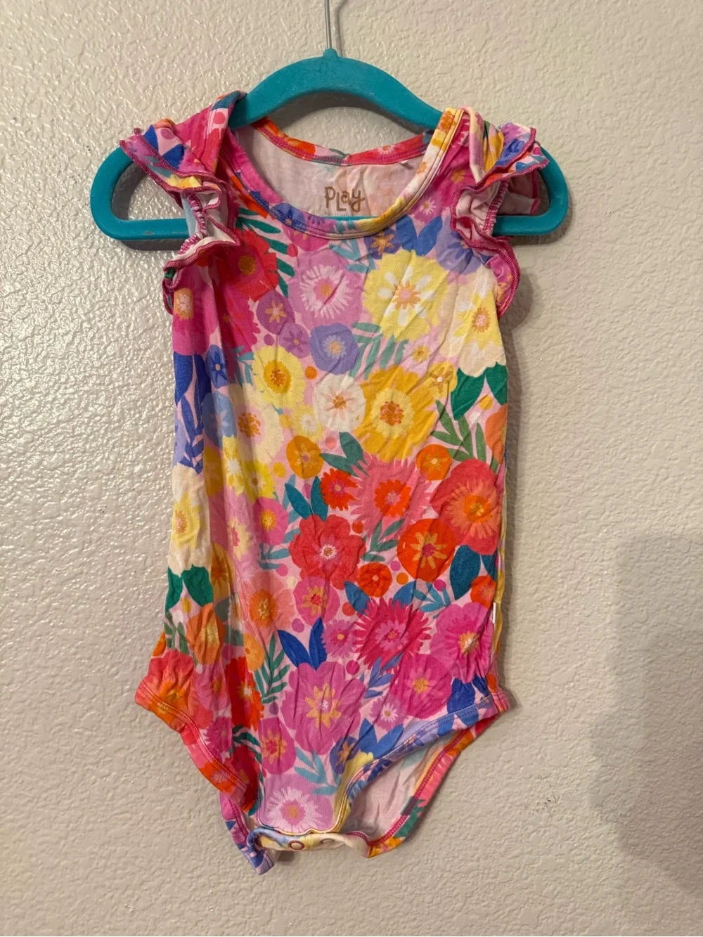 Little Sleepies Floral Ruffle-Sleeve One-Piece in Pink, Yellow, Red, Blue
